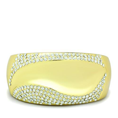 LO2155 - Flash Gold White Metal Bangle with Top Grade Crystal in Clear