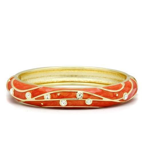 LO2144 - Flash Gold White Metal Bangle with Top Grade Crystal in Clear