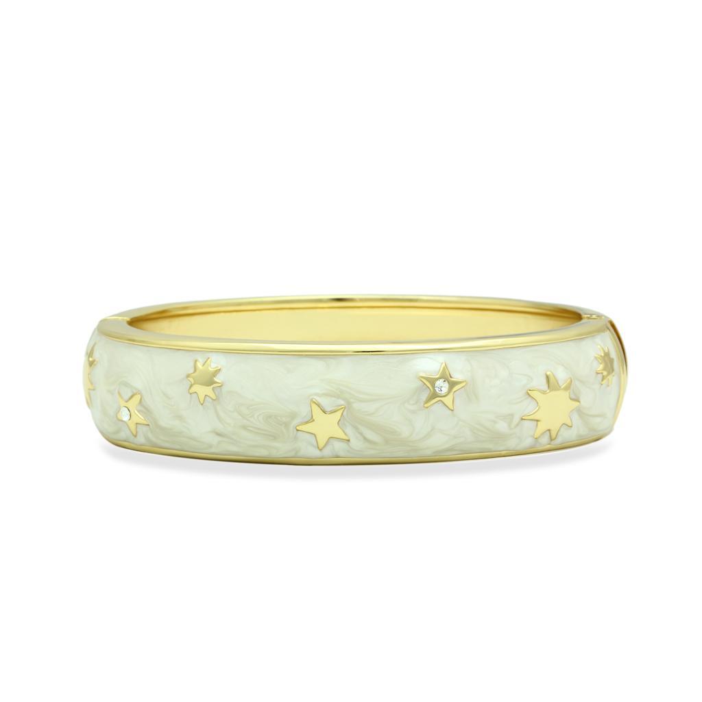 LO2146 - Flash Gold White Metal Bangle with Top Grade Crystal in Clear