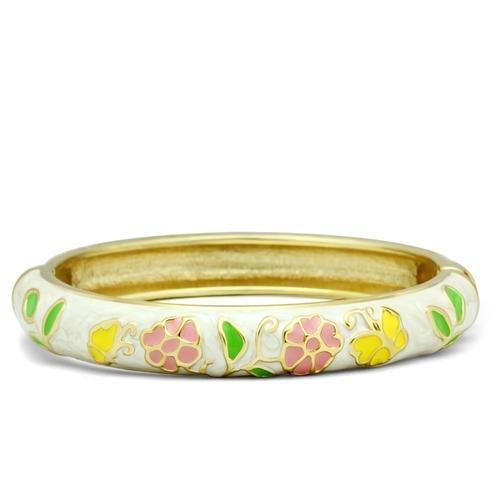 LO2149 - Flash Gold White Metal Bangle with Epoxy in No Stone