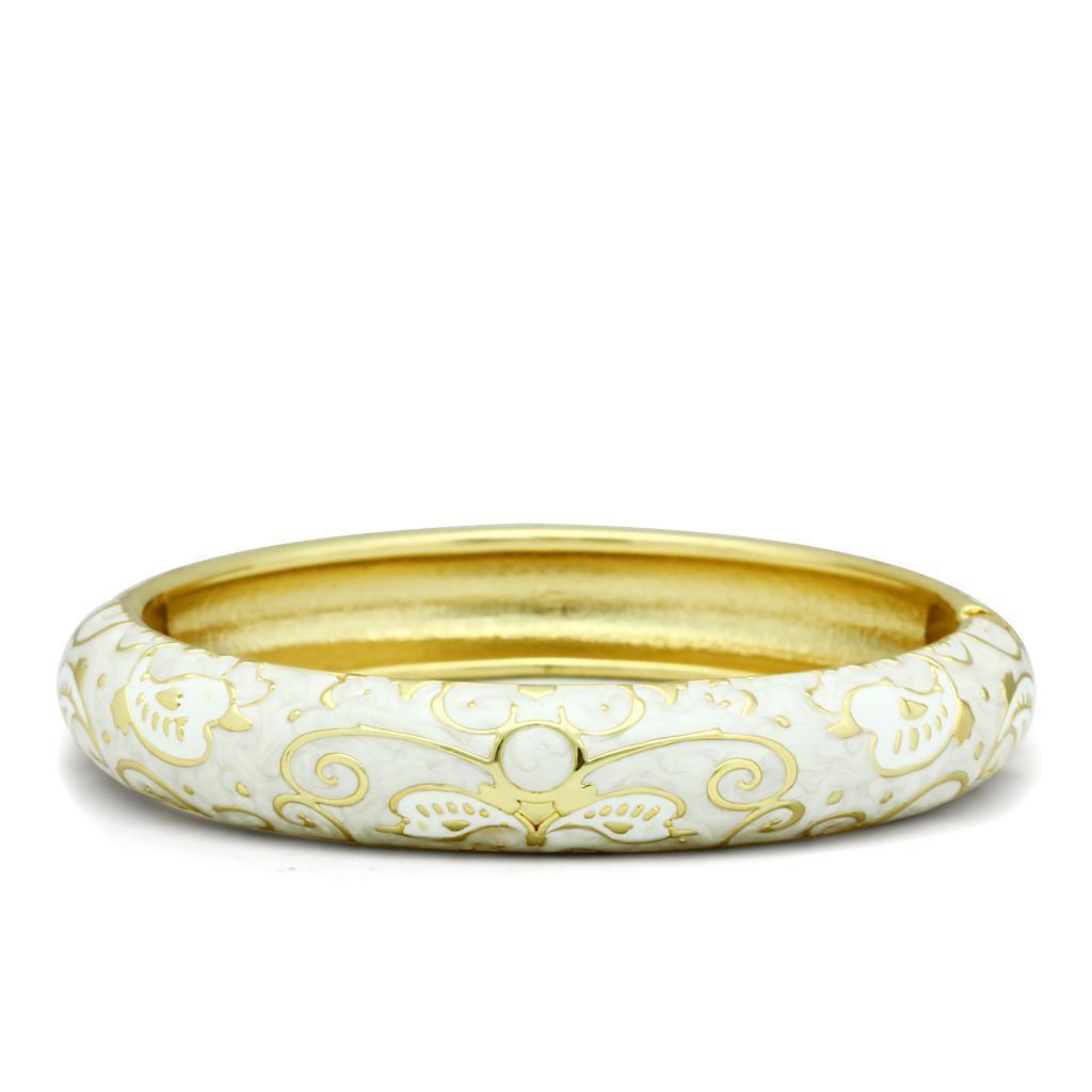 LO2147 - Flash Gold White Metal Bangle with Epoxy in No Stone