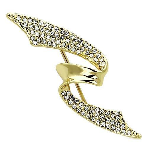 LO2940 - Flash Gold White Metal Brooches with Top Grade Crystal in Clear