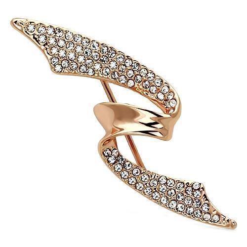 LO2941 - Flash Rose Gold White Metal Brooches with Top Grade Crystal in Clear