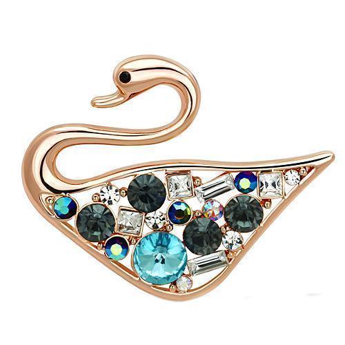 LO2934 - Flash Rose Gold White Metal Brooches with Top Grade Crystal in Multi Color