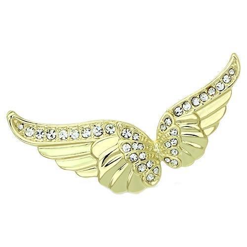 LO2914 - Flash Gold White Metal Brooches with Top Grade Crystal in Clear