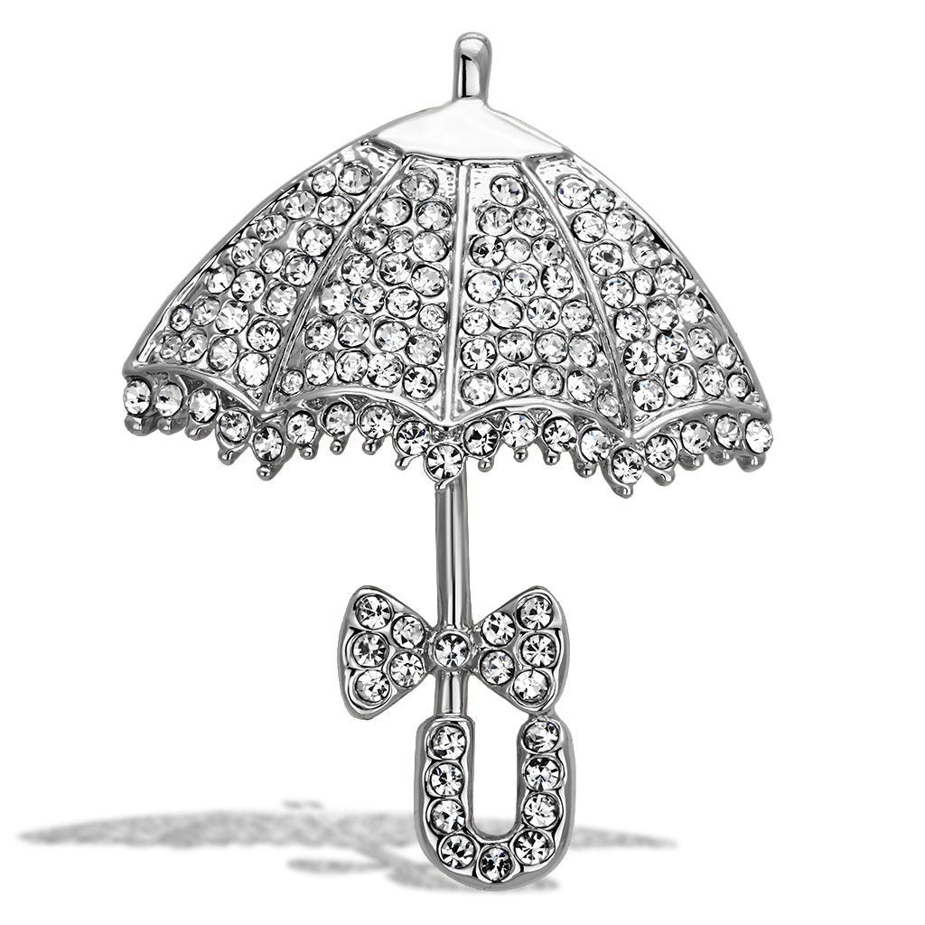 LO2936 - Imitation Rhodium White Metal Brooches with Top Grade Crystal in Clear