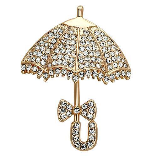 LO2937 - Flash Rose Gold White Metal Brooches with Top Grade Crystal in Clear