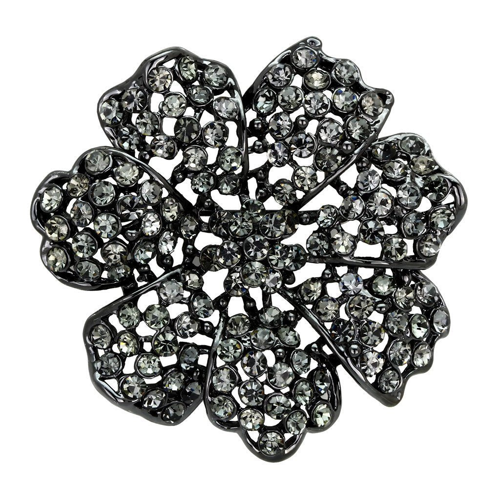 LO2919 - Ruthenium White Metal Brooches with Top Grade Crystal in Black Diamond