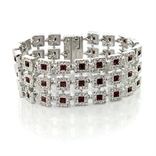 LO444 - Rhodium Brass Bracelet with Top Grade Crystal in Siam