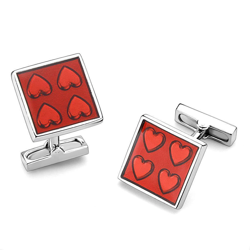 LO445 - Rhodium Brass Cufflink with No Stone