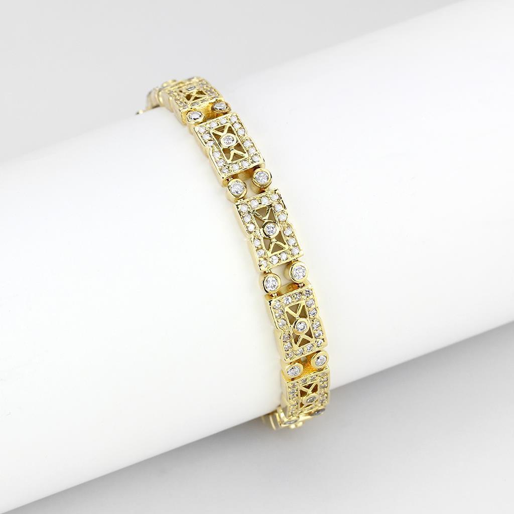 LO4735 - Gold Brass Bracelet with AAA Grade CZ in Clear