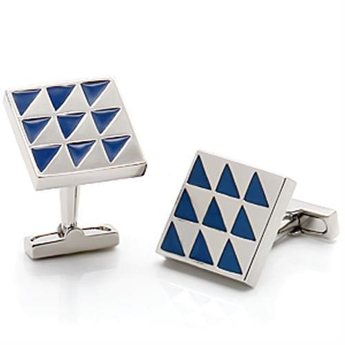 LO1191 - Rhodium Brass Cufflink with Epoxy in Montana