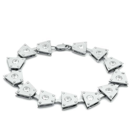 LO2003 - Matte Rhodium & Rhodium Brass Bracelet with AAA Grade CZ in Clear