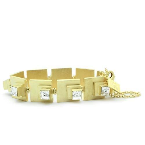 LO2037 - Matte Gold Brass Bracelet with Top Grade Crystal in Clear