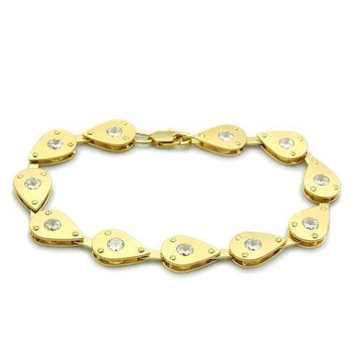 LO2015 - Matte Gold & Gold Brass Bracelet with AAA Grade CZ in Clear