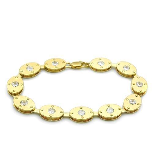 LO2018 - Matte Gold & Gold Brass Bracelet with AAA Grade CZ in Clear