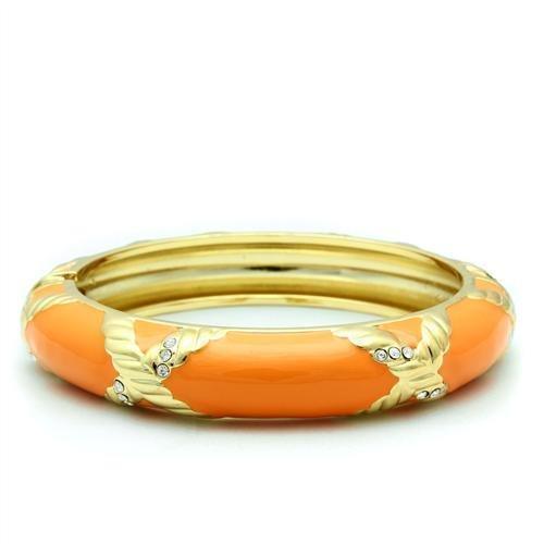 LO1956 - Gold White Metal Bangle with Top Grade Crystal in Clear