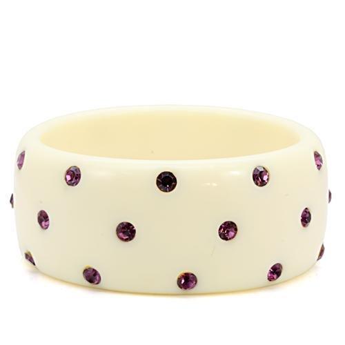 LO1906 - Resin Bangle with Top Grade Crystal in Amethyst