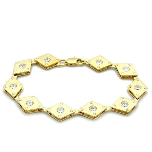 LO2007 - Matte Gold & Gold Brass Bracelet with AAA Grade CZ in Clear