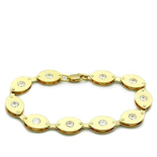 LO2010 - Matte Gold & Gold Brass Bracelet with AAA Grade CZ in Clear