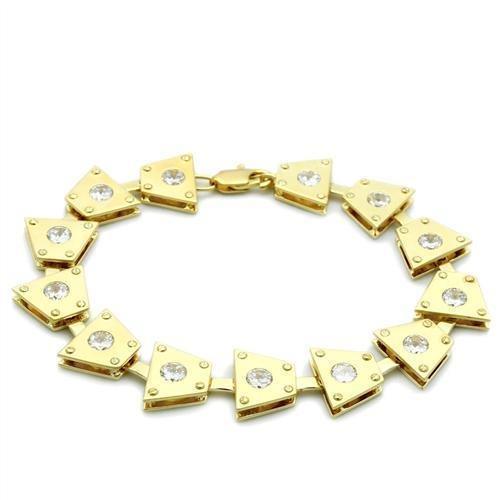 LO2002 - Matte Gold & Gold Brass Bracelet with AAA Grade CZ in Clear