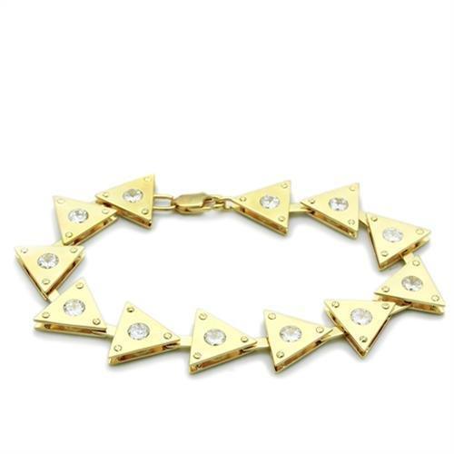 LO2012 - Matte Gold & Gold Brass Bracelet with AAA Grade CZ in Clear