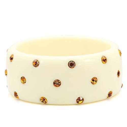 LO1908 - Resin Bangle with Top Grade Crystal in Topaz