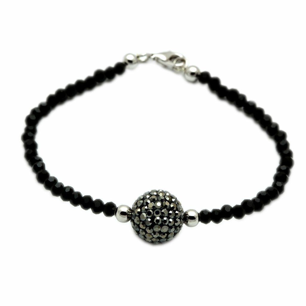 LO2048 - Rhodium + Ruthenium Brass Bracelet with Top Grade Crystal in Jet