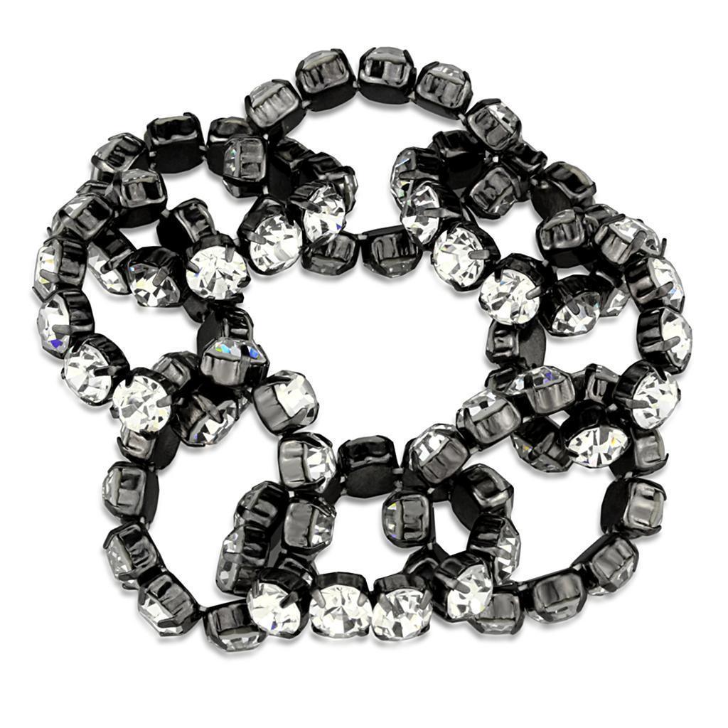 LO3831 - Ruthenium Brass Bracelet with Top Grade Crystal in Clear