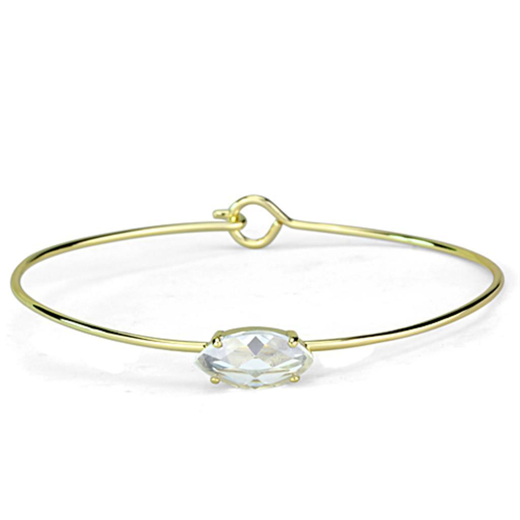 LO3260 - Gold Brass Bangle with AAA Grade CZ in Clear