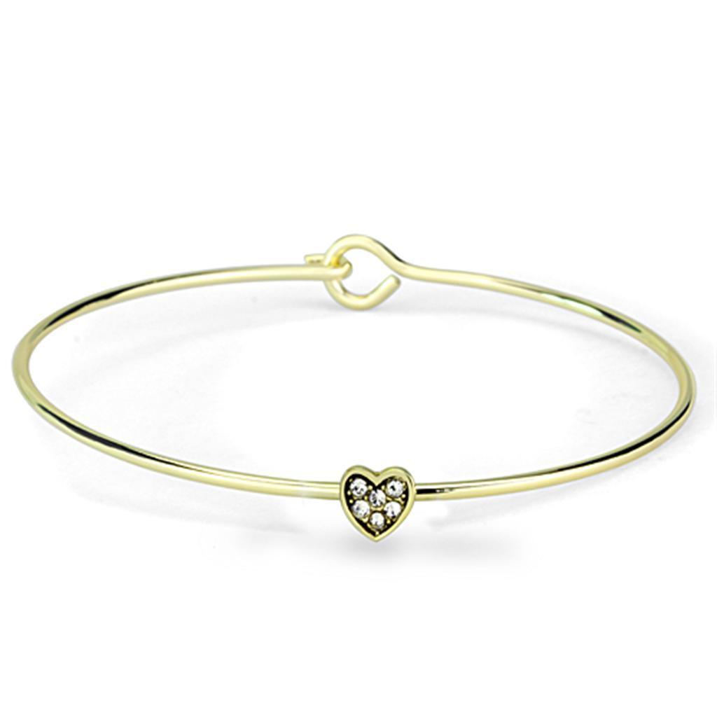 LO3263 - Gold Brass Bangle with Top Grade Crystal in Clear