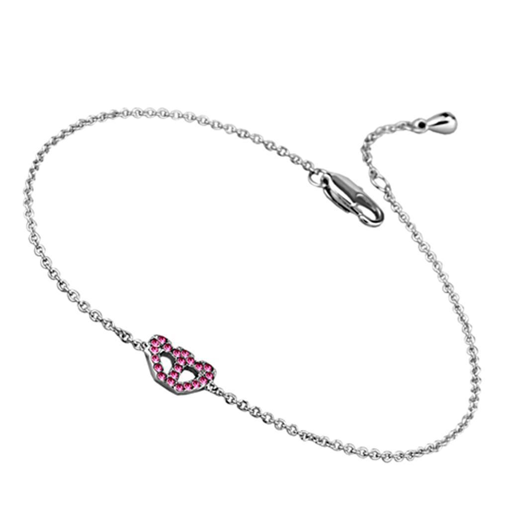 LO3229 - Rhodium Brass Bracelet with Top Grade Crystal in Rose