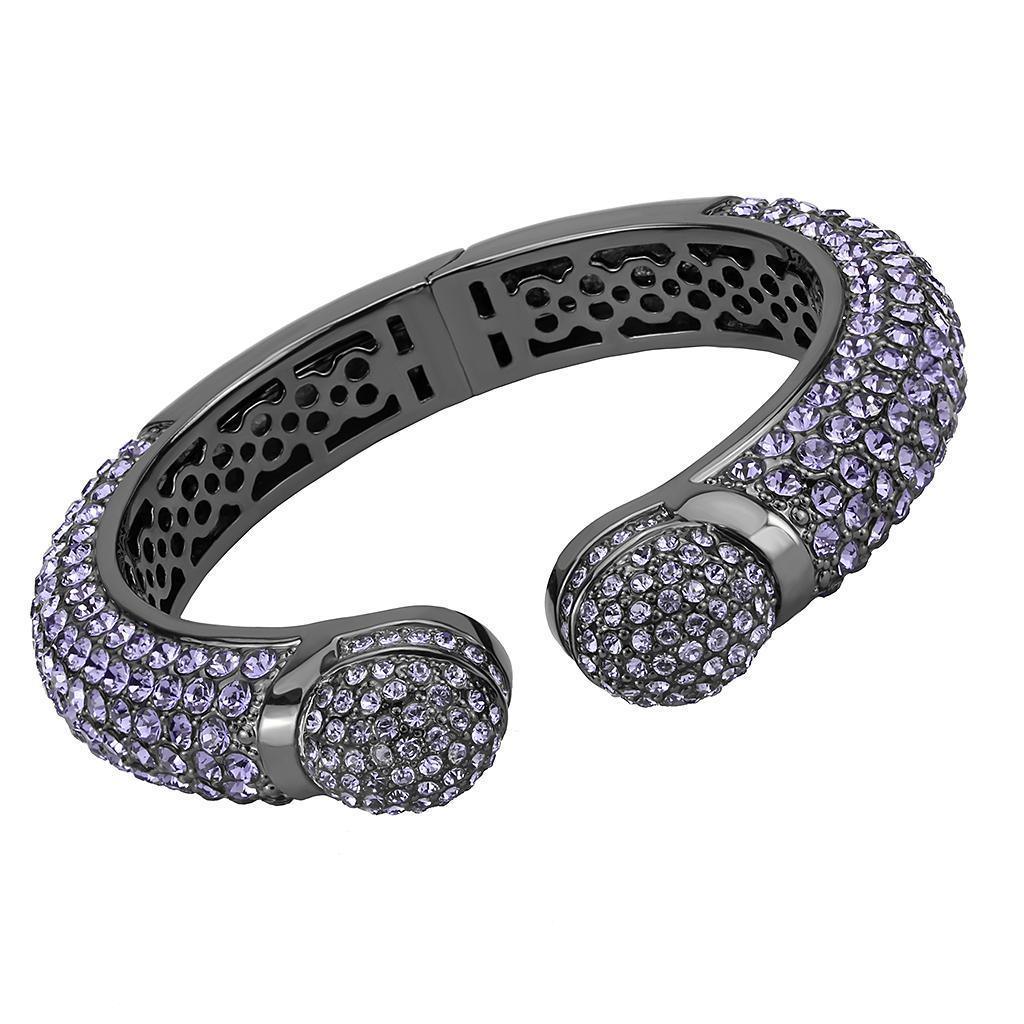 LO4312 - TIN Cobalt Black Brass Bangle with Top Grade Crystal in Tanzanite