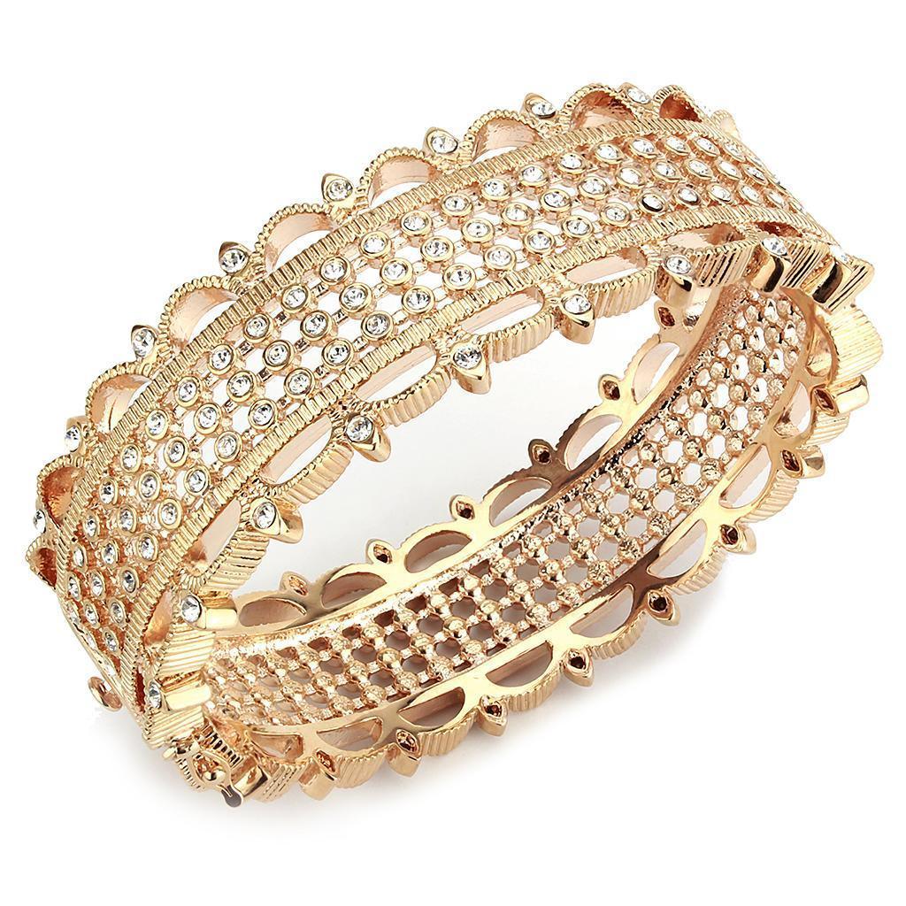 LO4344 - Rose Gold Brass Bangle with Top Grade Crystal in Clear