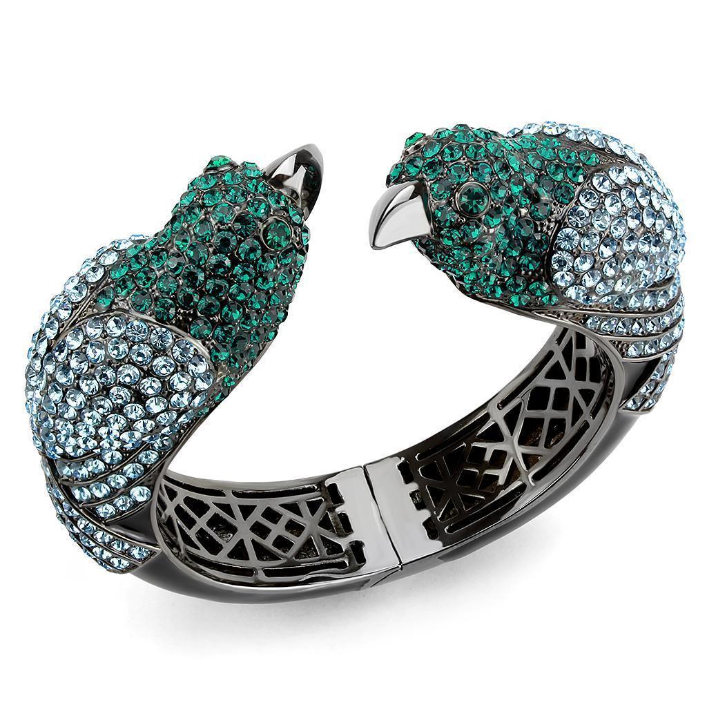 LO4332 - Ruthenium Brass Bangle with Top Grade Crystal in Multi Color