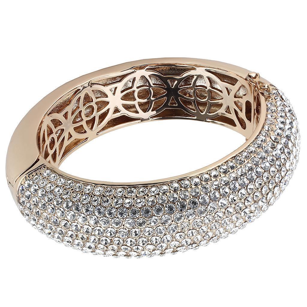 LO4269 - Rose Gold+e-coating Brass Bangle with Top Grade Crystal in Clear