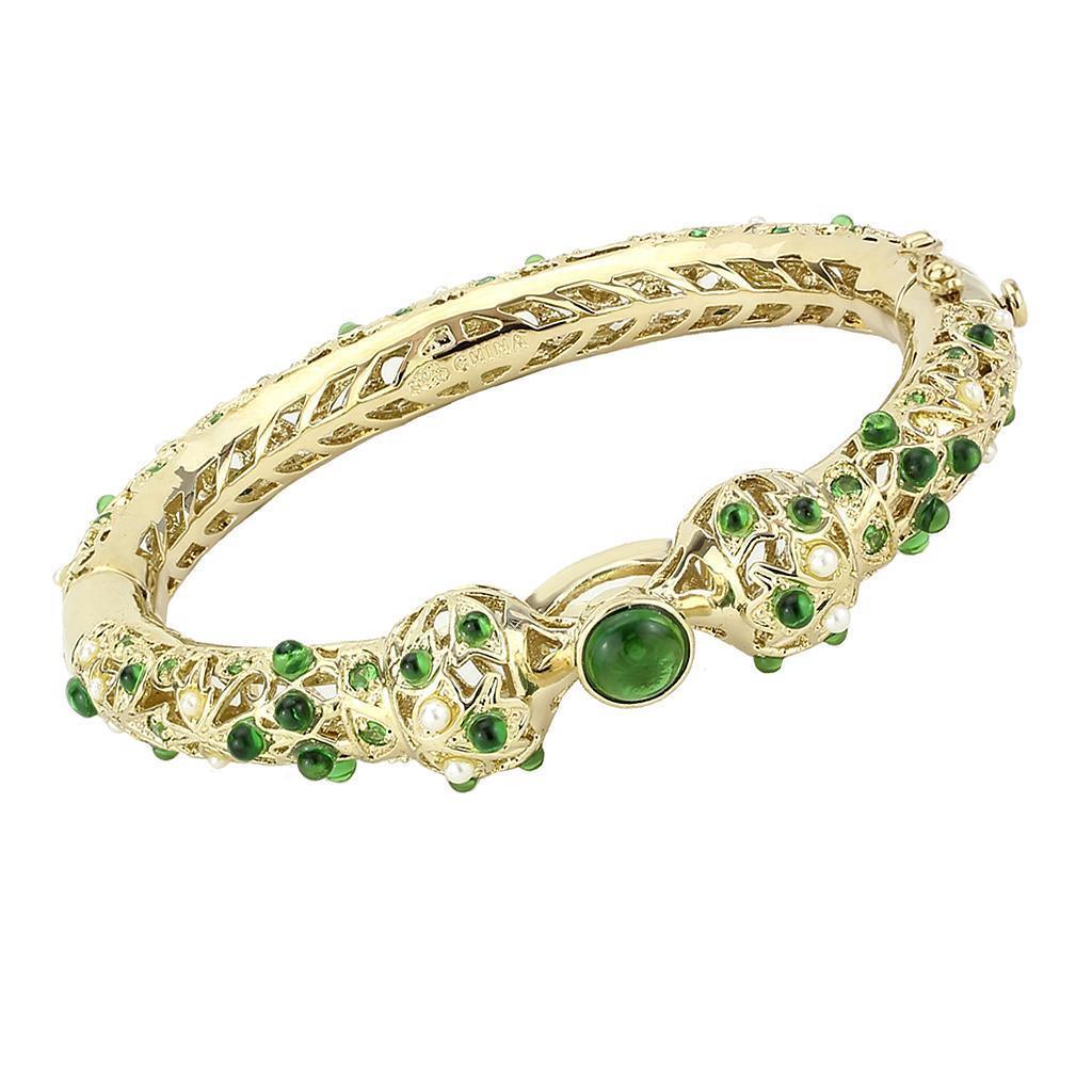 LO4300 - Gold Brass Bangle with Assorted in Emerald