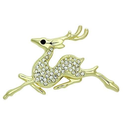 LO2859 - Flash Gold White Metal Brooches with Top Grade Crystal in Multi Color