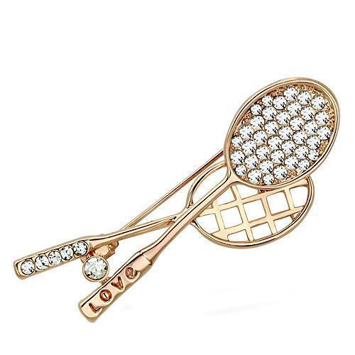 LO2828 - Flash Rose Gold White Metal Brooches with Top Grade Crystal in Clear