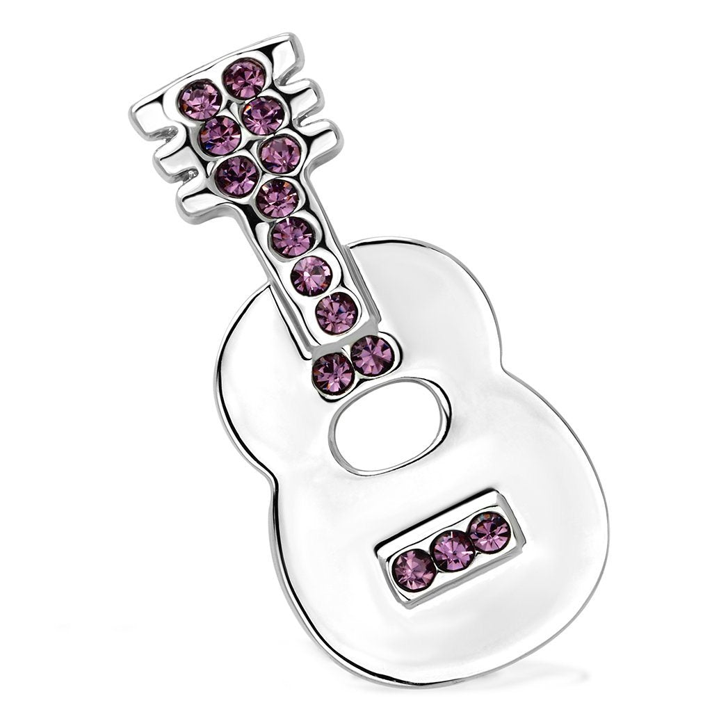 LO2894 - Imitation Rhodium White Metal Brooches with Top Grade Crystal in Light Amethyst