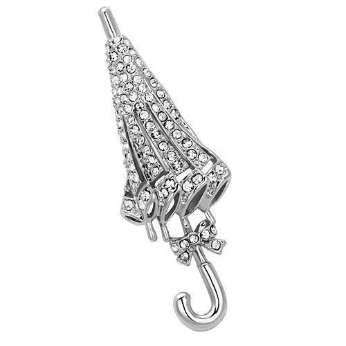 LO2795 - Imitation Rhodium White Metal Brooches with Top Grade Crystal in Clear