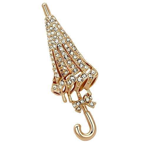 LO2796 - Flash Rose Gold White Metal Brooches with Top Grade Crystal in Clear