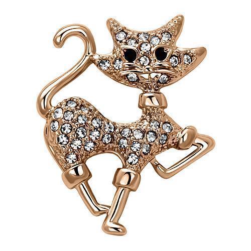 LO2820 - Flash Rose Gold White Metal Brooches with Top Grade Crystal in Clear