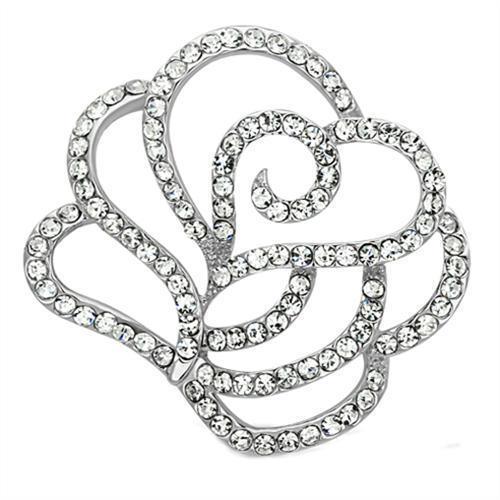 LO2813 - Imitation Rhodium White Metal Brooches with Top Grade Crystal in Clear