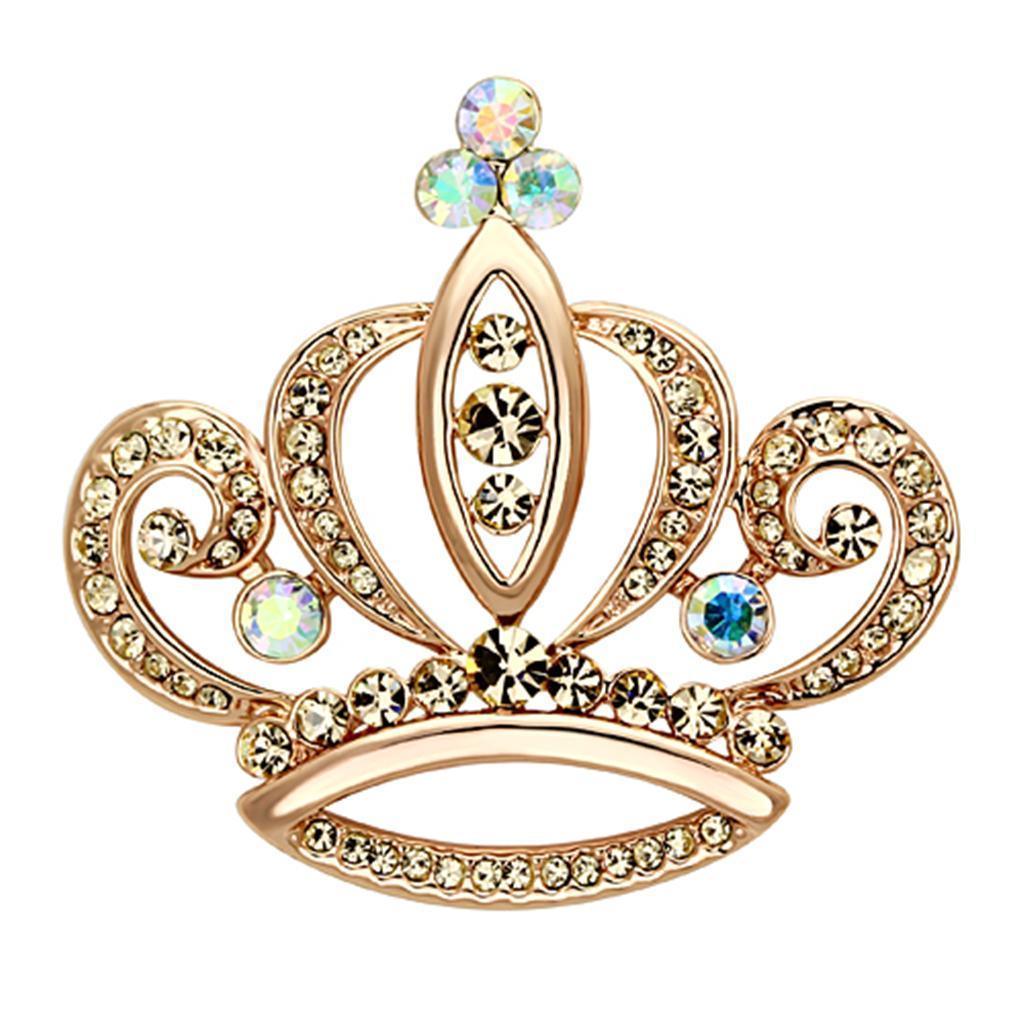 LO2871 - Flash Rose Gold White Metal Brooches with Top Grade Crystal in Multi Color