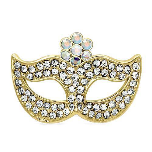 LO2808 - Flash Gold White Metal Brooches with Top Grade Crystal in Aurora Borealis (Rainbow Effect)