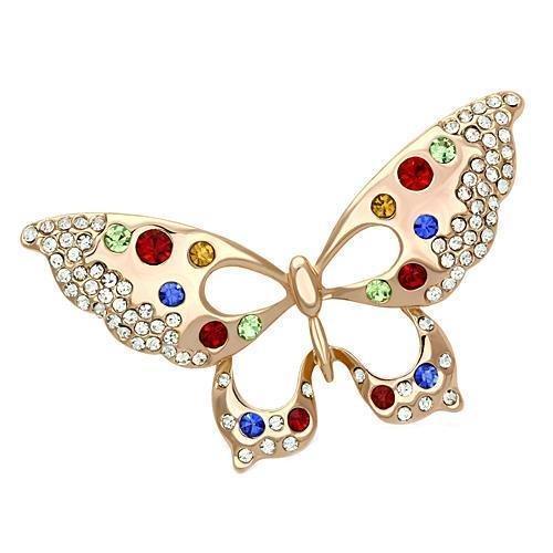 LO2907 - Flash Rose Gold White Metal Brooches with Top Grade Crystal in Multi Color