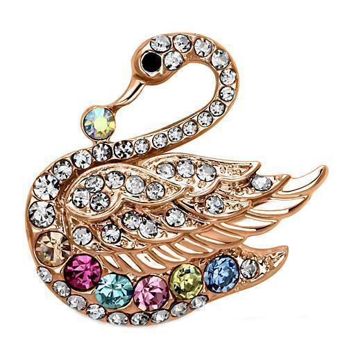 LO2789 - Flash Rose Gold White Metal Brooches with Top Grade Crystal in Multi Color