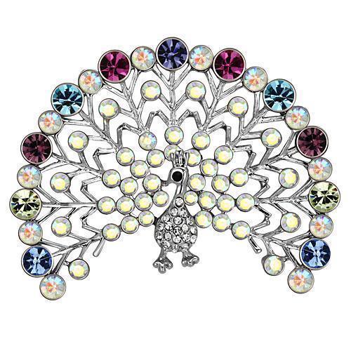 LO2848 - Imitation Rhodium White Metal Brooches with Top Grade Crystal in Multi Color