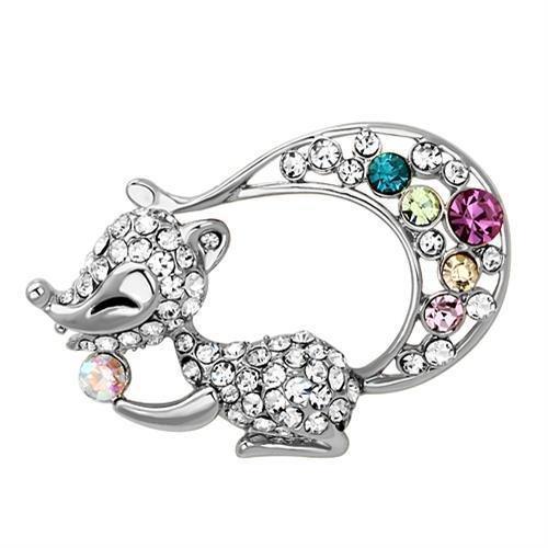 LO2888 - Imitation Rhodium White Metal Brooches with Top Grade Crystal in Multi Color